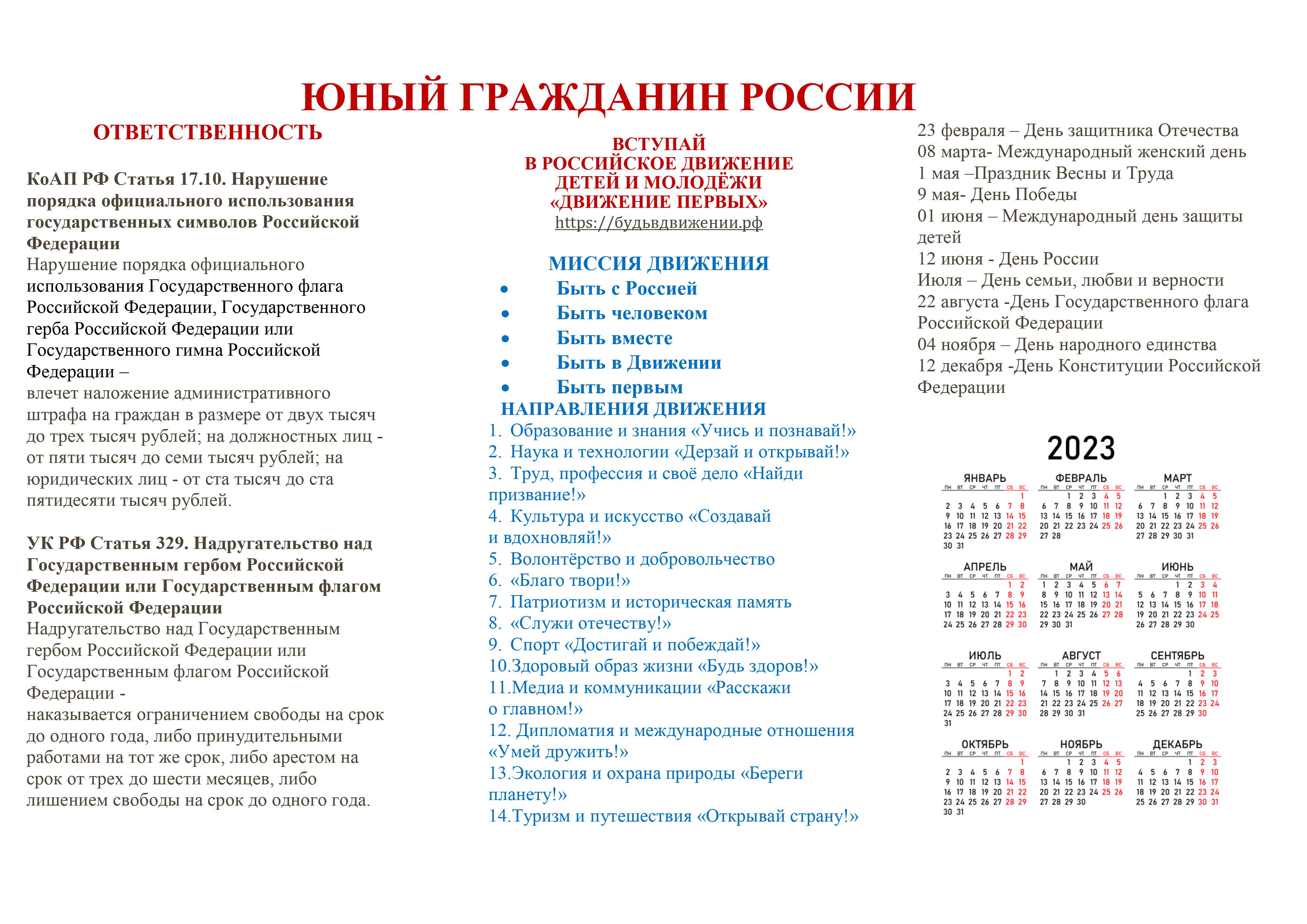 034 Буклет Юный Гражданин России изображения 1