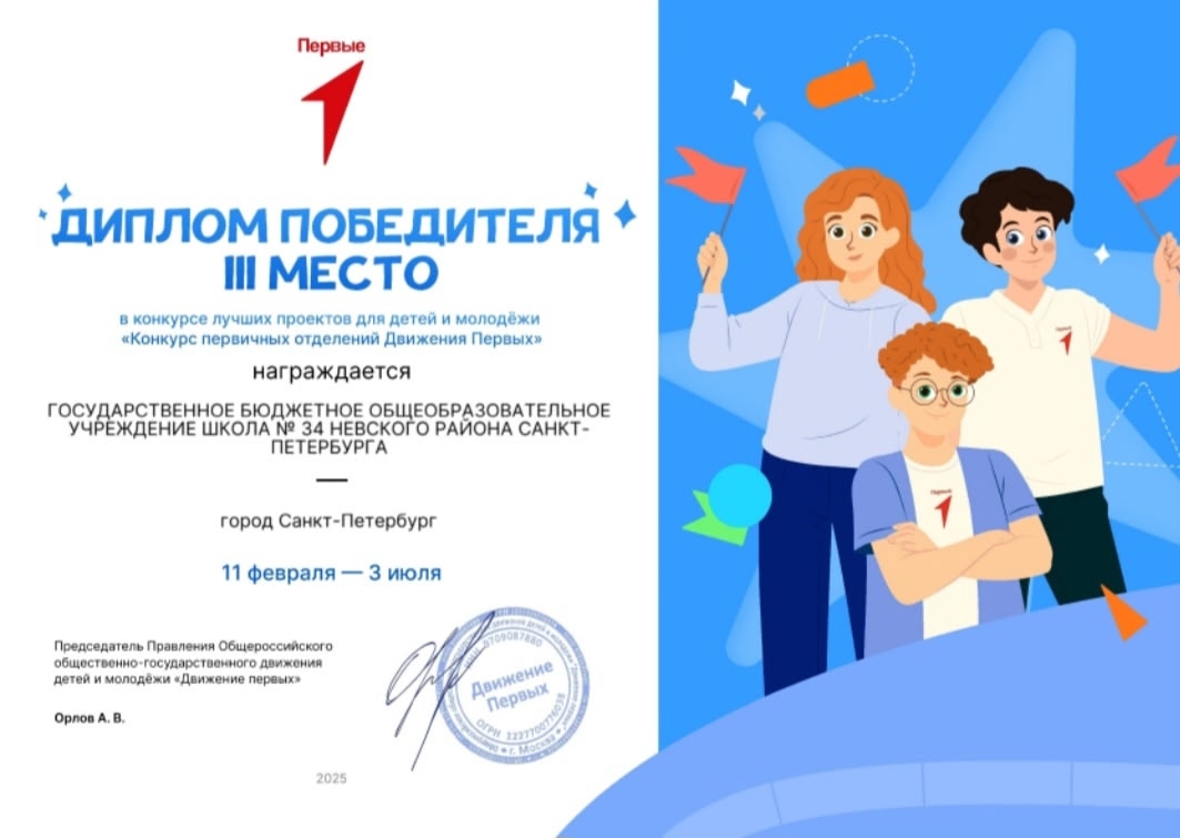 Диплом победителя 3 место Всероссийский конкурс Лучшая первичка2